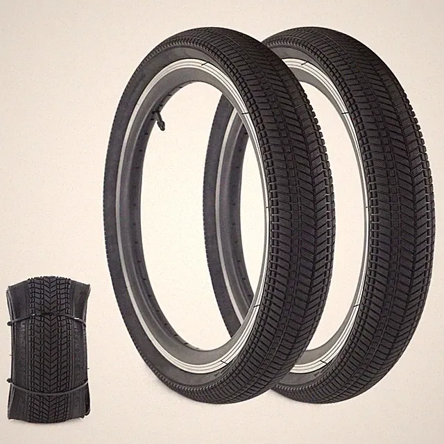 16 Inch Bike Tire 2 Pack Folding Replacement for Kids Bikes BMX Black