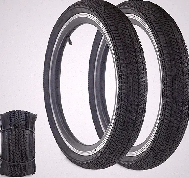 16 Inch Bike Tire 2 Pack Folding Replacement for Kids Bikes BMX Black