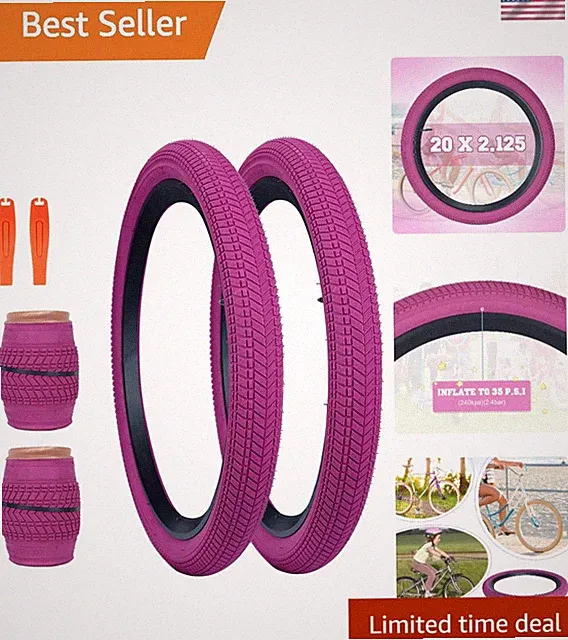 20x2.125 High-Quality Kids Bike Tires - Easy Install & Foldable - 2 Pack