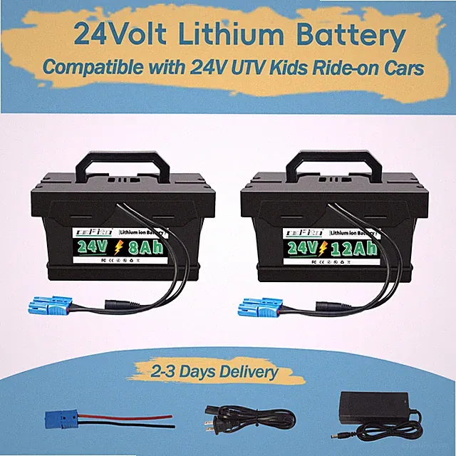 24V 8Ah 12Ah Lithium Battery for Dynacraft Realtree UTVs & 24V Ride-On Toy Cars
