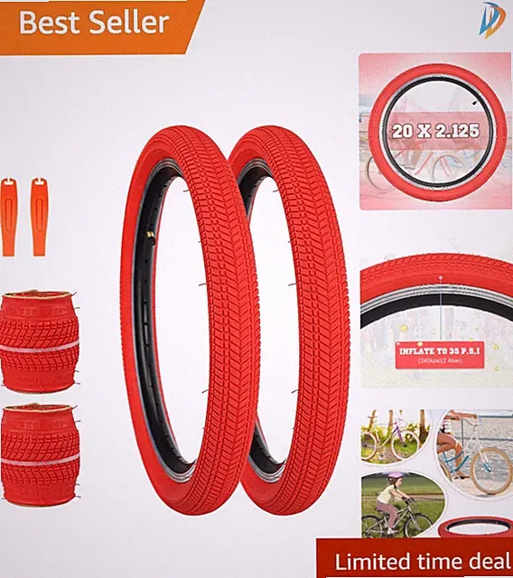 Durable 2 Pack Kids Replacement Tires - Fits Most 20 inch Bikes, Easy Install