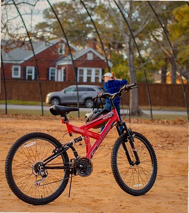Dynacraft 24 in Mountain Bike Red/Black Front Suspension Flat Bar Frame