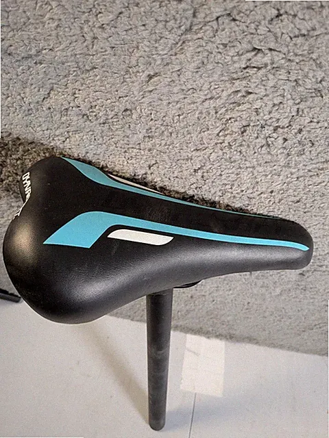 Dynacraft Selle Prima Bicycle Saddle Seat w/27.2 x 390mm Seatpost Black Blue